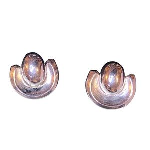 Vintage Silver Coro Mid Century Contemporary Style Screwback Clip Earrings